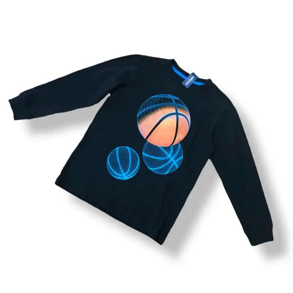 Old‎ Navy Boys Shirt Size Small 6 7 Basketball Sports Black Blue Orange NEW